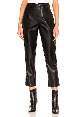 Delaney Straight Leg Vegan Leather Pants (Black)