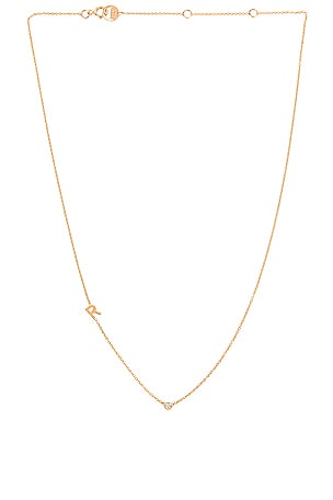Asymmetrical Initial & Diamond Necklace BYCHARI