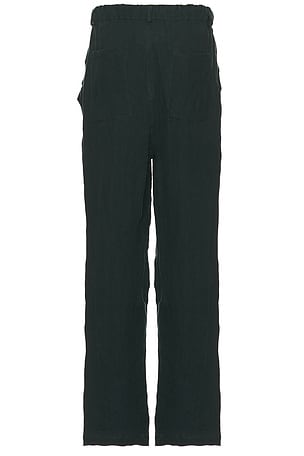 Bather Tiber Linen Leisure Pant in Dark Green