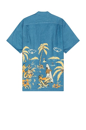 Bather Trippin' Beach Camp Shirt in Blue