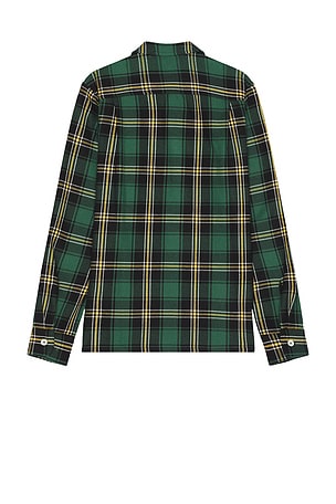 Bather Algae Plaid Flannel Overshirt in Green