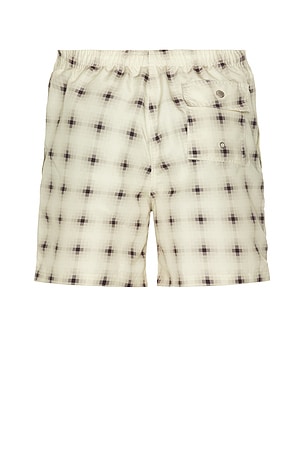 Bather Ivory Digi Plaid Swim Trunks in Beige