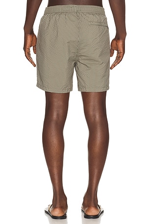 Bather Fossil Seersucker Swim Trunks in Grey