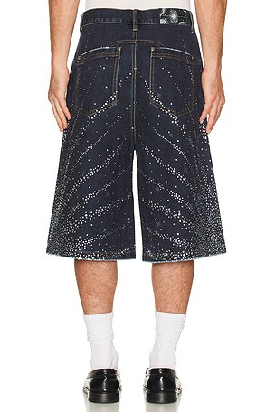 Birth Of Royal Child 20K Diamond Starlight Denim Shorts in Blue. Size XL/1X. Also