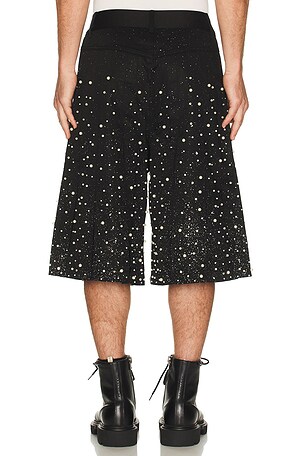 Birth Of Royal Child Pearl Pleated Wide Shorts in Black