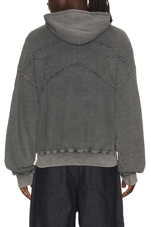 Barriers Worldwide Star Waffle Zip Up Hoodie in Charcoal