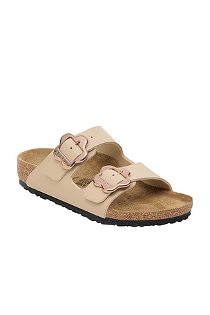 BIRKENSTOCK Arizona Kids Flower Buckle Sandal in Beige
