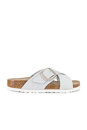 BIRKENSTOCK Siena Big Buckle Sandal in Washed Metallic White