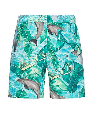 Blue Sky Inn Dolphin Swim Trunks in Blue