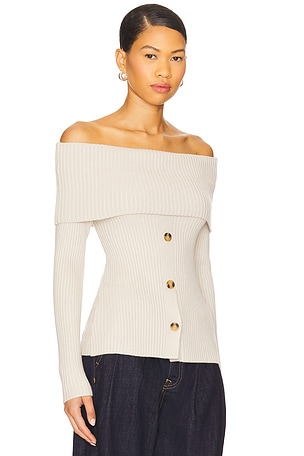 BLANKNYC Off The Shoulder Sweater Top in in Cream
