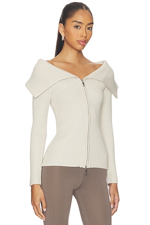 BLANKNYC Zip-up Sweater in Cream