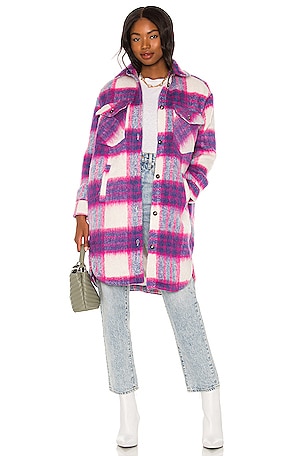 Pink plaid high quality long shacket coat - XS