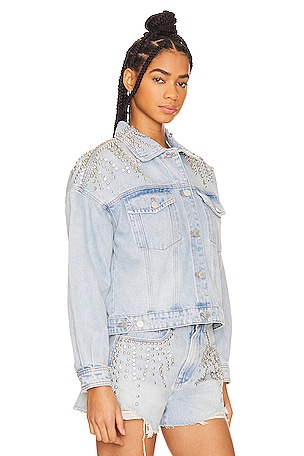 BLANKNYC Rhinestone Jacket in Denim-Light