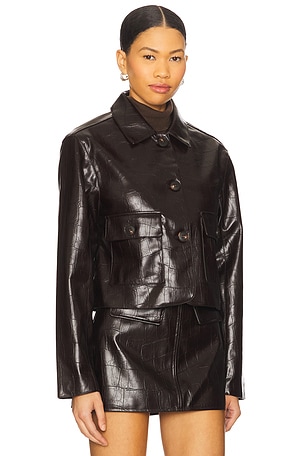 BLANKNYC Faux Leather Jacket in Burgundy