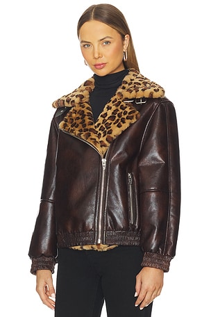 BLANKNYC Faux Leather Jacket in Brown. Size XS. Also