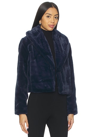 BLANKNYC Cropped Faux Fur Coat in Navy