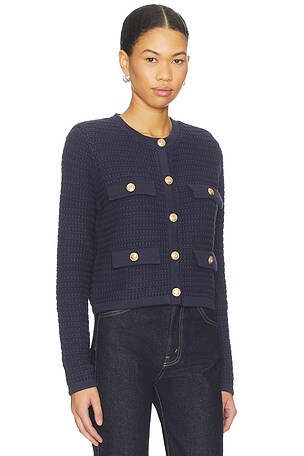 BLANKNYC Button Up Jacket in Guilt Trip in Navy