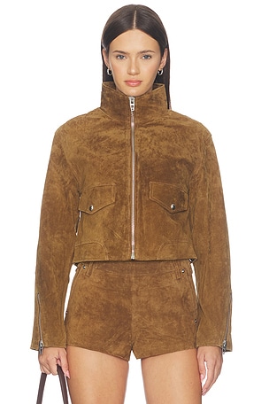 BLANKNYC Suede Moto Jacket in Brown