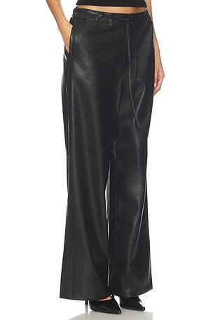 BLANKNYC Faux Leather Wide Leg Pant in Black