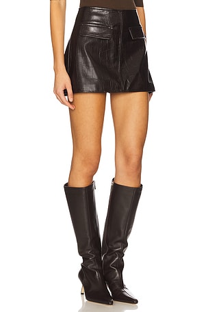 BLANKNYC Faux Leather Mini Skirt in Burgundy