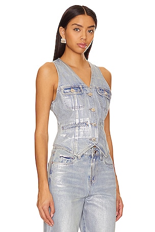 BLANKNYC Denim Vest in Metallic Silver