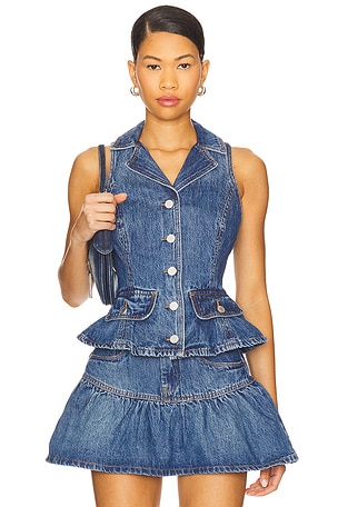 Denim Peplum Vest BLANKNYC