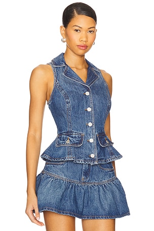 BLANKNYC Denim Peplum Vest in Blue