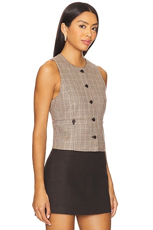 BLANKNYC Plaid Vest in Tan