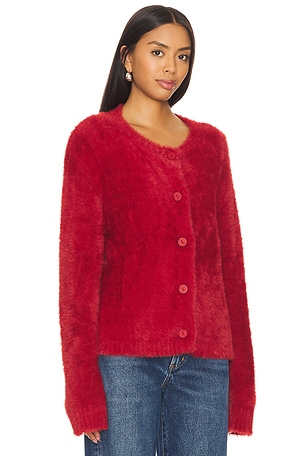 Bella Dahl Crew Neck Cardigan in Red