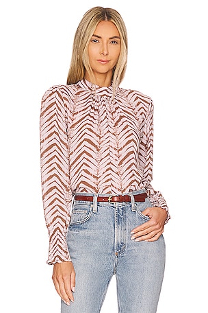 Mock Neck Smocked Blouse Bella Dahl