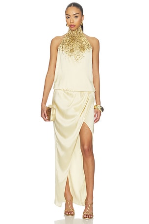 HALTERNECK SAND PEARL EMBROIDERED 원피스 BALMAIN