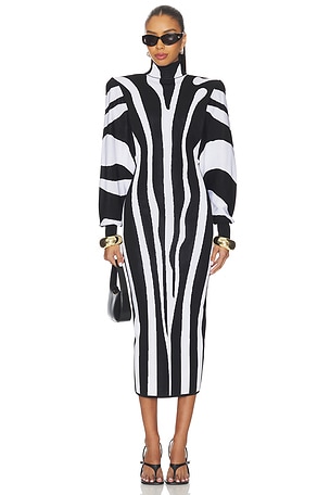 Zebra Batwing Dress BALMAIN