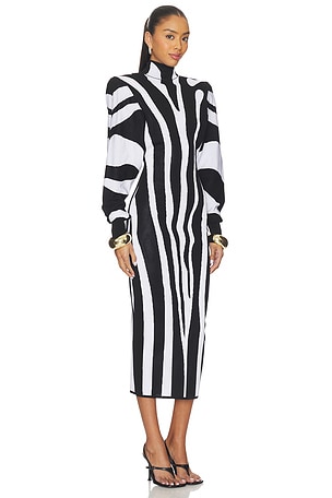 BALMAIN Zebra Batwing Dress in Black,White. Size 38/4. Also