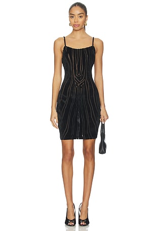Thin Straps Zebra Mini Dress BALMAIN