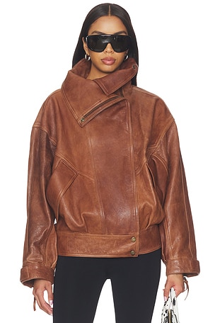 CAZADORA HOLGADA HIGH COLLAR LAMBSKIN BALMAIN