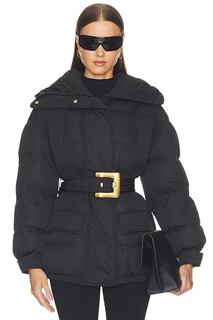 High Collar Belted Puffer Coat BALMAIN