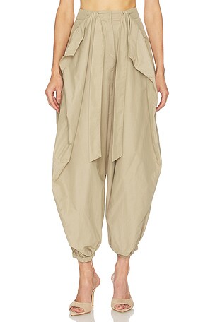 BALMAIN Sargon Popeline Pant in Beige. Size 34. Also