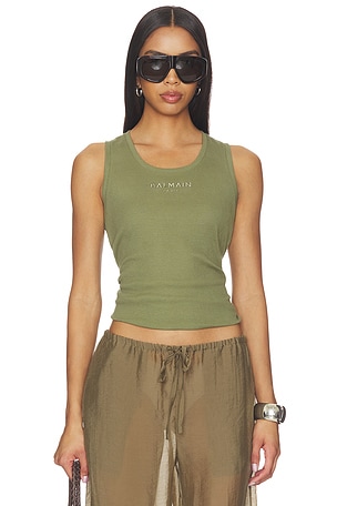 Small Balmain Paris Embroidered Jersey Tank Top BALMAIN