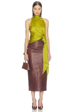 Halter Neck Bow Detail Silk Charmeuse Top BALMAIN