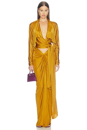Open Neck Draped Viscose Jersey Top BALMAIN
