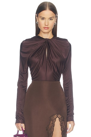 Twist Detail Viscose Jersey Bodysuit BALMAIN