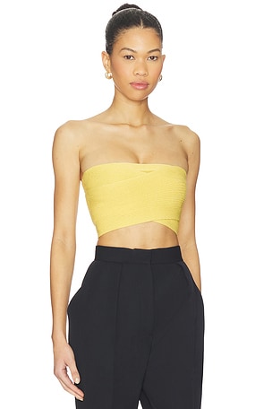 BALMAIN Brassiere Knit Top in Yellow. Size 42. Also