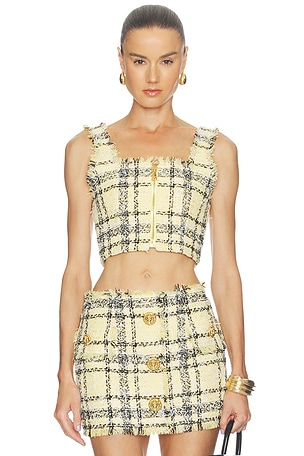 Glitter Tweed Tartan Top BALMAIN