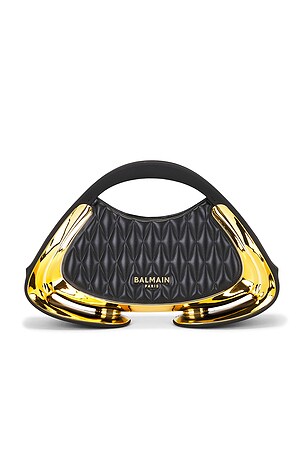BALMAIN Jolie Madame Small Paded Faux Leather Purse in Black