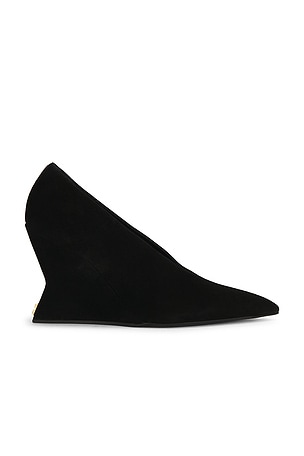 Suede Wedge Pump in Noir BALMAIN