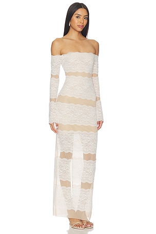 Blumarine Net Dress With Lace in Beige