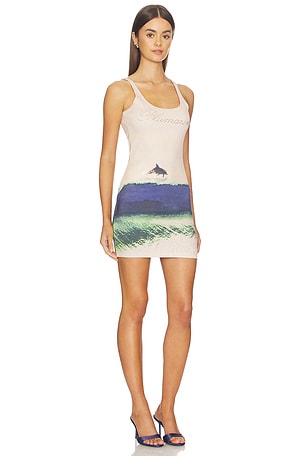 Blumarine Print Jersey Dress in Tan,Royal