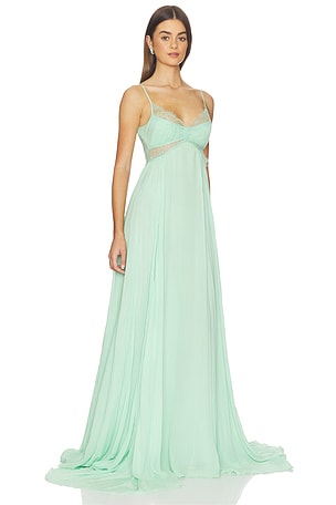 Blumarine Georgette Plisse Dress in Mint