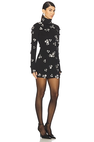 Blumarine Embroidered Crepe Dress in Black. Size 40. Also