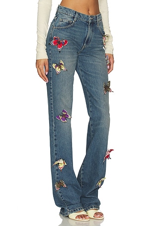 Blumarine Butterfly Boyfriend Jean in Blue